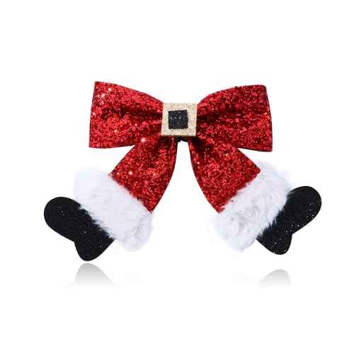 2Pcs Glitter Cute Christmas Bows Barrettes Red Hairpins Hair Accessories for Girls Women Xmas Party Gifts