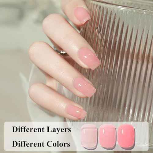 Air Dry Clear Pink Nail Polish - Jelly Gel Polish for Long Lasting DIY Manicure, 12ML