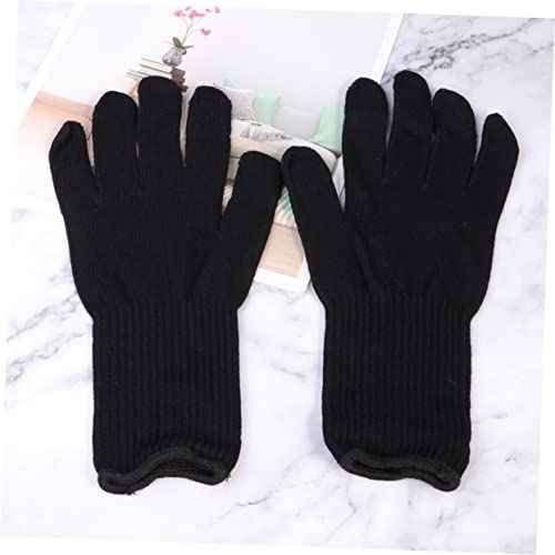 Hair Straightener Curler Gloves 2 Pack Heat Resistant Perm Gloves Anti-scalding Heatproof Black for Styling