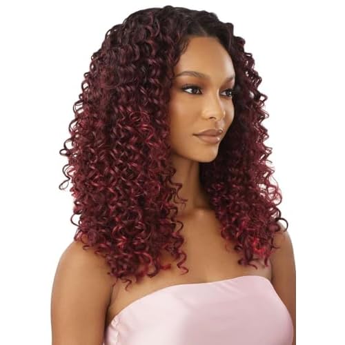 Outre Airtied 100% Fully Hand-Tied Wig - Human Hair Blend - Dominican Curly 22" (DRST MAPLE BROWN)