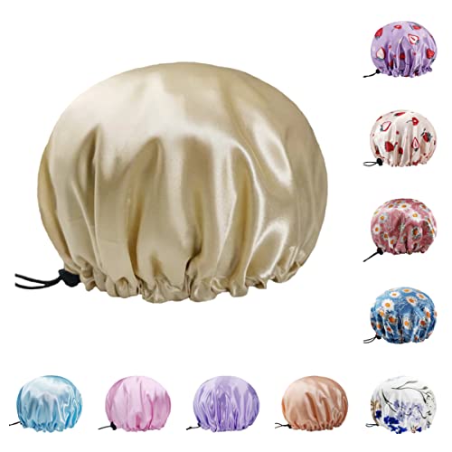 Shower Cap, Adjustable Shower Caps for Women, Extra Large Upgrade Double Waterproof Layers Hair Cap, Bath Caps Shower Hat Women Girls Adult Hair Protection Suitable for All Lengths and Thickness