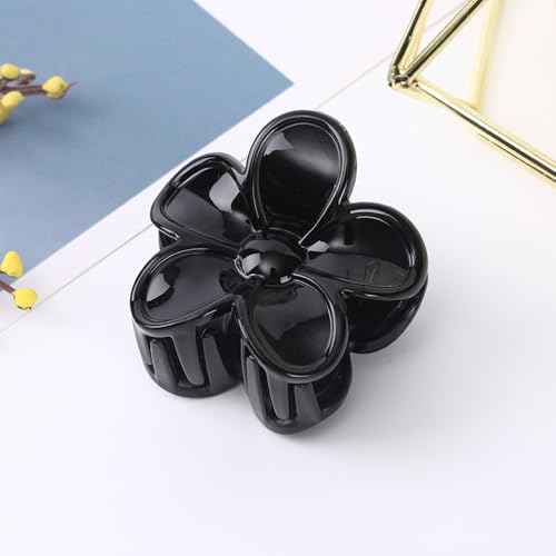 4PCS Flower Hair Claw Clips, Large Plumeria Hibiscus, Big Cute Dasiy Hair Clips, Strong Hold Nonslip Hair Clips birthday gifts for women (Tortoise and Black (4 Pieces, Big))