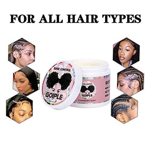 Edge Control Wax for Women Strong Hold Non-greasy, Edge Wax Styling Gel for Black Women Hair No Flaking, White Residue, Shine and Smooth Strawberry Scent 4oz
