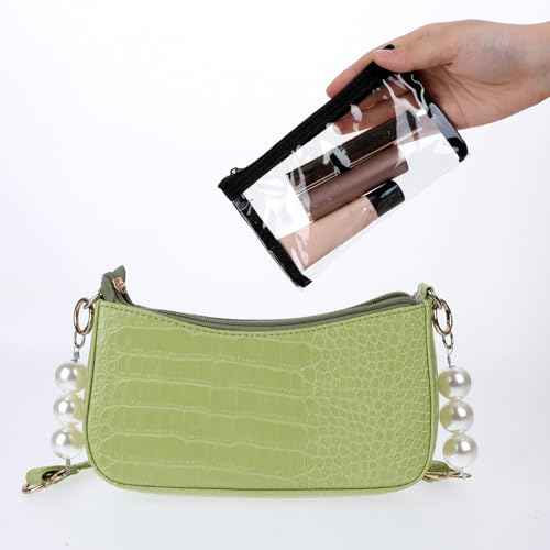5 Pcs Small Clear Makeup Pouches, Waterproof Cosmetic Bag with Zipper Portable Cosmetic Case Travel Organizer Kit Storage Holder for Purse Lipstick Travel Makeup Bathroom Vacation Organizing (Black)