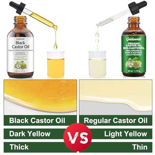 GoldWorld100% Organic Pure Black Castor Oil Cold Pressed,for Hair Eyebrows Eyelash Growth Serum to Grow Lashes,Castor Oil for Skin Body Face,Caster Oils Unrefined in Glass Bottle Hexane Free