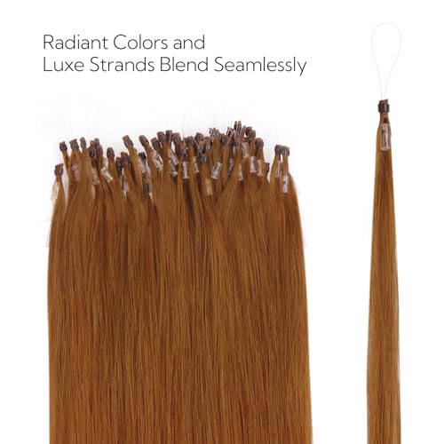 HOTBANANA Micro Ring Hair Extensions, 20 Inch 50g 50s Copper Beads Real Human Hair Straight Link Loop Extensions