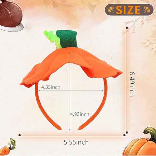 Doneace Halloween Pumpkin Headband Pumpkin Hat Hairband Pumpkin Stem Hair Hoops for Women Girls Halloween Dress Up Hair Accessories Parades Party Headwear Festival Headdress Supplies 1PCS