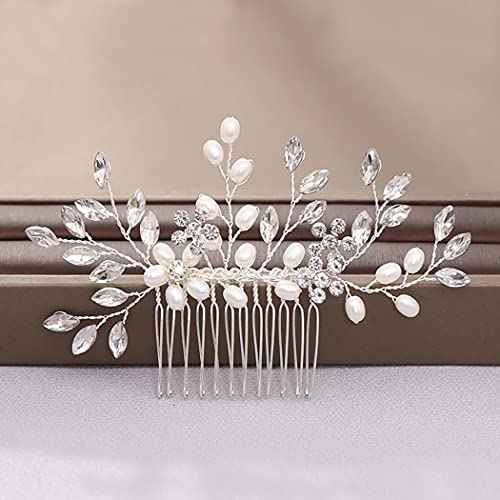 Wedding Hair Comb Pearl Bride Headpieces Rhinestone Bridal Hair Jewelry Side Hair Accessories for Women and Girls