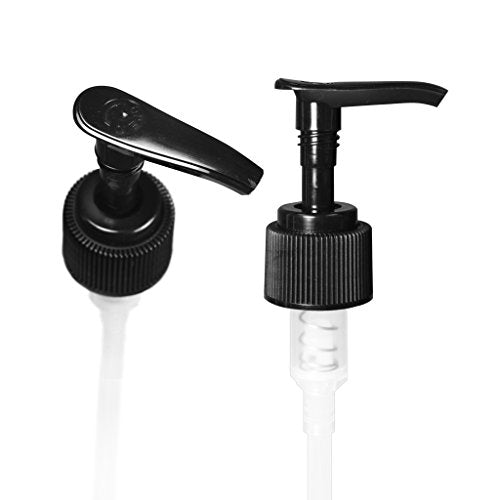 Black Lotion Pump Dispenser 24/410 for Plastic Bottle Fine Ribbed 2cc Output with a Lock Down Saddle Head 7.5" Dip Tube 100 Pack