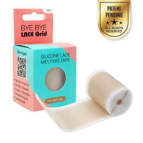 STUDIO LIMITED Fake Scalp Tape Lace Wig Grids and Knots Eraser Silicone Melting Tape, Bye Bye Lace Grid HD Natural Hide Cover Skinlike Durable Breathable Reusable Ultra-Thin Non-Slip Tape (Natural)