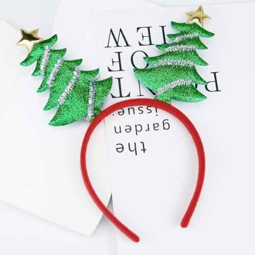 Christmas Tree Headband Glitter Xmas Tree Designs Merry Christmas Hair Band Green Hair Hoop Winter Hair Accessories Headdress for Women Girls Christmas Party Gift 1 Pack, One Size Fits Most