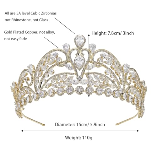 luxury Bridal Tiaras and Crowns for Women Cubic Zirconia CZ Wedding Headpiece Prom Birthday Quince Queen Hair Accessories Zircon Gift Jewelry