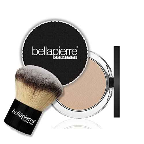 bellapierre Compact Mineral Foundation SPF 15 with Kabuki Brush | Vegan & Cruelty Free | Hypoallergenic | Full Coverage - 10 Grams - Cinnamon