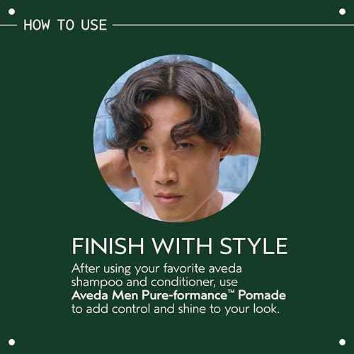 Aveda Men Pure-Formance Pomade | Strong Hold Hair Pomade | Non-Greasy Formula | Water-Based | Short to Medium-Length Hair, 2.5 Ounce