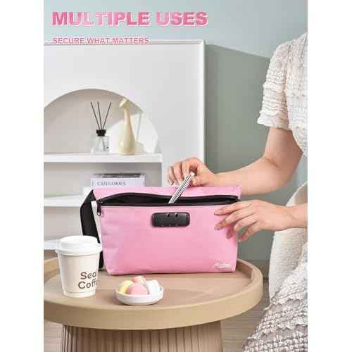 Storage Bag with Combination Lock 12.6"x7.5" Large Storage Container Cosmetic Bag Medicine Organizer Travel Storage Case Pouch Great Christmas Gift