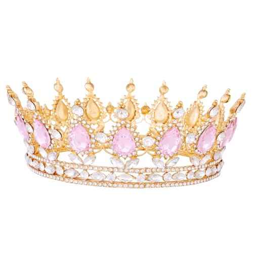 Crowns for Women, Gold Queen Tiara Baroque Vintage Crystal Rhinestone Headband for Lady Girl Bridal Bride Princess Prom Birthday Wedding Pageant Prom Homecoming Halloween Costume Party
