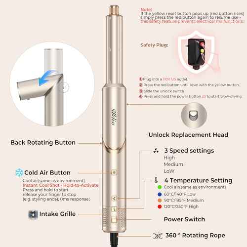 Ukliss 8 in 1 Hair Dryer Brush & Multi Hot Air Styler?Foldable 110,000 RPM Blow Dryer Brush Tool Set with Diffuser Auto-Wrap Curler for Fast Drying Curling Straightening Hair Daily Styling (1.25'')