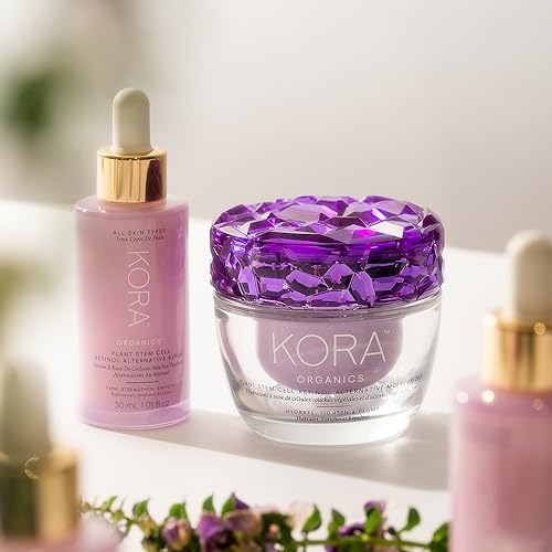 KORA Organics Plant Stem Cell Retinol Alternative Moisturizer, Active Retinol Alternative Smooths Wrinkles & Firms Skin, Face Moisturizer for Women & Men, Certified Organic, Cruelty Free, 1.69 fl oz