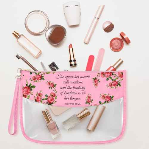 Christian Gifts for Women Birthday Inspiration Religious Spiritual Catholic Gifts for Women Mom Friends Female Coworker Sister Christian Clear Cosmetic Bag Christmas Birthday Presents for Her