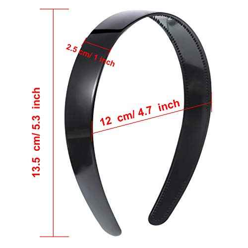 HESTYA 20 Pcs 1 Inch Black Plastic Headbands for Women Plain Craft Hairband with Teeth DIY Hair Accessories Headwear for Graduation Halloween Christmas