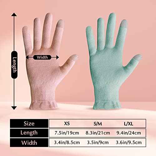 Evridwear Moisturizing Gloves for Sleeping, Cotton Gloves with Touchscreen Fingers for Dry Hands, Eczema Gloves Overnight UV Protection Gloves for Women(6 Pair S/M, Feather Weight Pink Color)