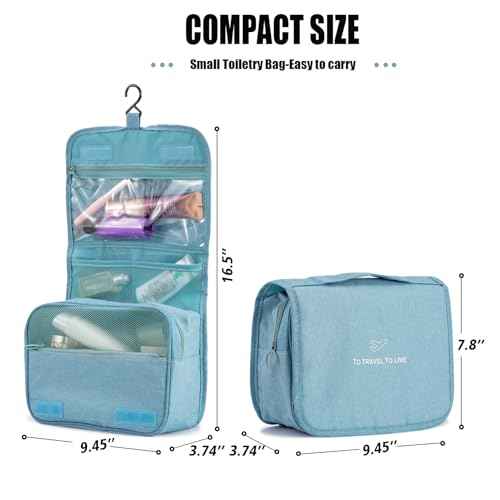 L&FY Hanging Travel Toiletry Bag Women's Cosmetic Organizer Makeup Pouch Men's Shaving Kits With Handle (Denim Black)