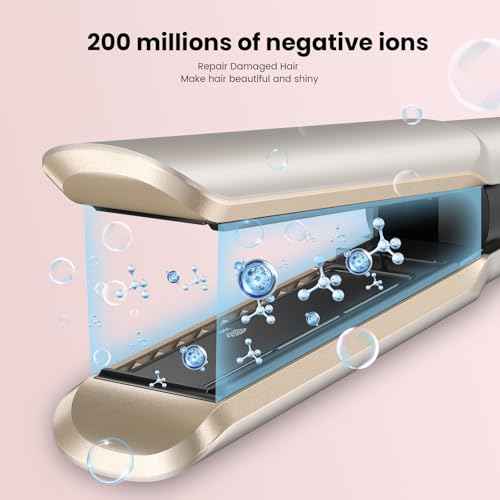 Hair Straightener - 2 in 1 Wet to Dry Hair Dryer and Straightener with High-Speed Airflow + Rapid Heat-Up + Customizable Temperature + LCD Display & Auto Shut-Off + No Heat Damage (Gold)