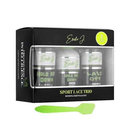 Ericka J. Lace Application System Trio Kit ? Skin Guard, Hold Me Down Adhesive & Laid Off Adhesive Remover ? Complete Wig Installation Solution, Waterproof & Sweat Resistant (Regular, Sports)