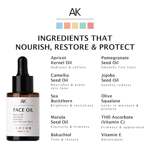 Face Oil: Nourishing Recovery Serum for Glowing, Healthy Skin | Hydrates, Firms & Protects | Lightweight, Fast-Absorbing Formula with Bakuchiol & Vitamin C | For Men & Women | 1 FL OZ