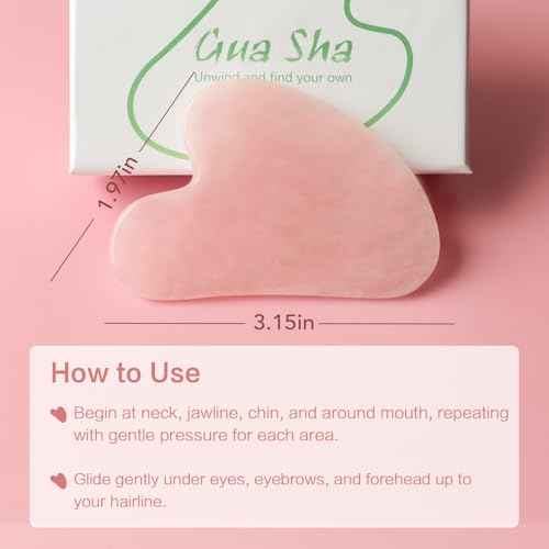 huefull Gua Sha Facial Tools for Face and Body ?Spa Gifts for Women, Natural Rose Quartz Guasha Tool for Face, Relieving Tension,Self Care Gift for Women & Men