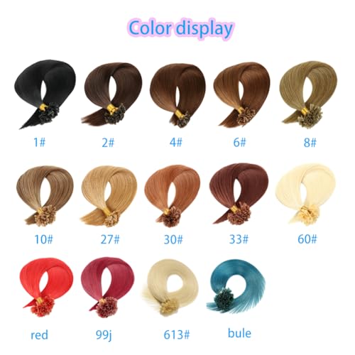 Curlable U-tip Human Hair Extensions 33# Copper Brown Keratin Nail Tip Hair Extension 100 Strands 0.5g/strands Straight Brazilian Remy Hair 24 Inch (60cm)