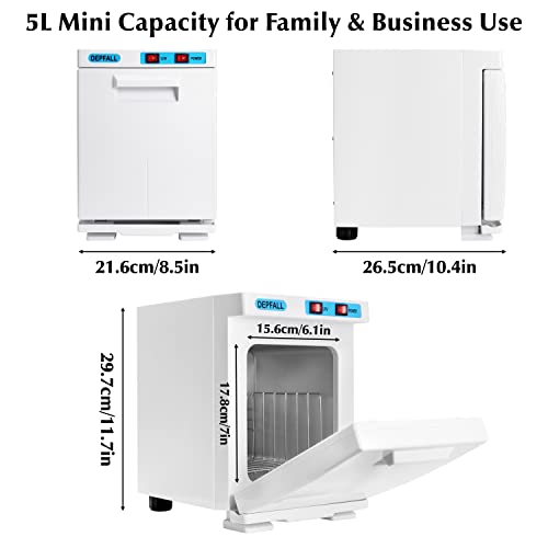 Mini Hot Towel Warmer, 5L Small Hot Towels Cabinet, 2-in-1 Spa Towel Warmers for Facials, Bathroom, Barber, Salon, Esthetician, Beauty, Upgrade Fast Heating Aluminum Interior, White