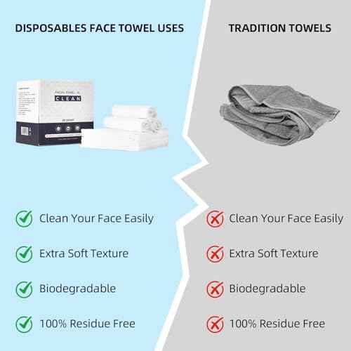 Disposable Face Towels XL,Viscose Biodegradable Large Dry Wipes,Super Soft & Thick Face Cleansing Towels,Daily Facial Tissues for Sensitive Skin, Makeup Removing,Facial Clean,Nursing,Travel (50 Count)