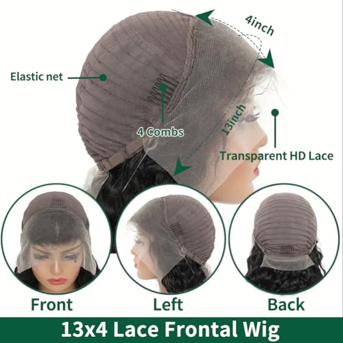 Deep Wave Lace Front Wigs Human Hair 220% Density 20 Inches HD Deep Wave Wig Human Hair Lace Front Wigs Deep Curly Human Hair Wig For Women 13x4 Deep Wave Frontal Wig Pre Plucked