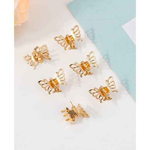 Wecoe 30 Pcs Small Gold Butterfly Hair Clips Tiny Mini Claw Clips Cute Decorative Hair Clips Flower Short Hair Hair Accessories for Women Gifts For Her