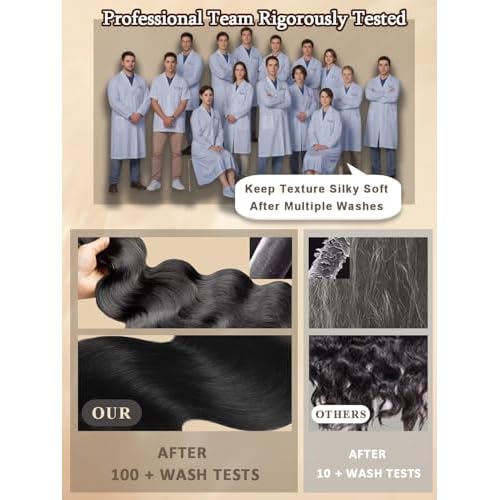 16A Raw Indian Human Hair Bundles 20 Inch Thick Raw Body Wave Bundles Human Hair Weave,4X Lifespan,100% Unprocessed Cuticle Aligned,Reusable Multiple Washes Keep Texture Silky Soft (Natural Black)