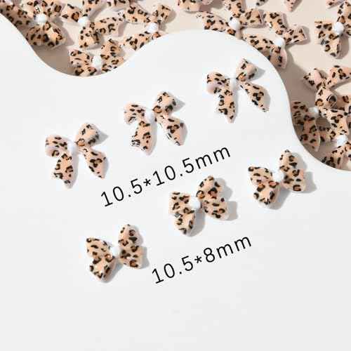 36Pcs Leopard Print Bow Nail Art Charms - Acrylic Rhinestone - Bow Shape - Nail Art Rhinestones