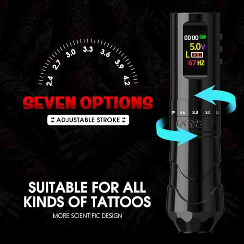 Xnet Void Tattoo Machine, Rotary Tattoo Pen Machine with 7 Adjustable Stroke, Professional Tattoo Guns with Powerful Coreless Motor for Tattoo Artists