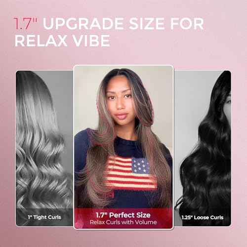 TYMO 2.0 Thermal Brush Curling Brush - STYLUX 1.7" Blowout Volumizer with Flexi-Fit for Hair Straightening, Heated Round Styler Tool, Hair Straightener and Curler 2 in 1, Dual Voltage & Light, Gold