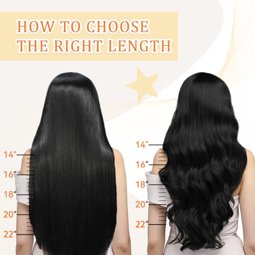 Clip in Hair Extensions - 24 Inch #613 Real Human Hair, 100g 7pcs Seamless Remy Extensions, Invisible Lace Skin Weft for Women