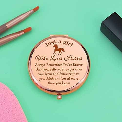 Horse Lover Gift Horses Gifts for Girls Compact Makeup Mirror for Daughter Niece Equestrian Gifts for Women Animal Lover Gift Inspirational Presents Folding Makeup Mirror Birthday Graduation