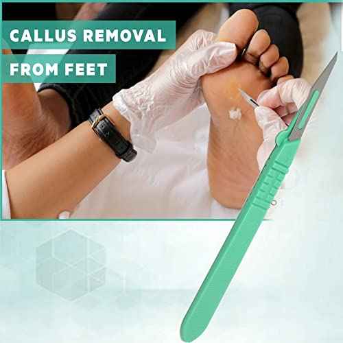 Disposable Sterile Scalpel #11, Podiatry & Professional Corn Callous Knife, Precision Carbon-Steel Blades with Plastic Handle - Individual Pouches - Podiatry Pedicure, Wart Removal & More - Box of 10