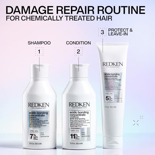 Redken Acidic Bonding Concentrate Shampoo For Damaged Hair Repair - Strengthens and Repairs Weak and Brittle Hair, Sulfate-Free, With Citric Acid