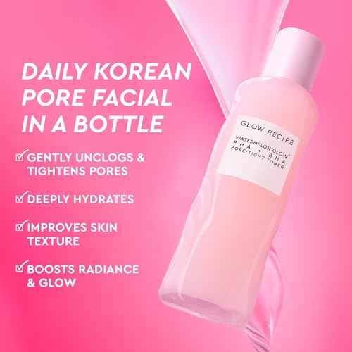 Glow Recipe Watermelon Glow Dewy Skin Routine Kit - Full Size Dew Drops Serum, Full Size Pink Juice Moisturizer, Travel Size PHA+BHA Pore-Tight Toner & Watermelon Jelly Sheet Mask (4 Count)