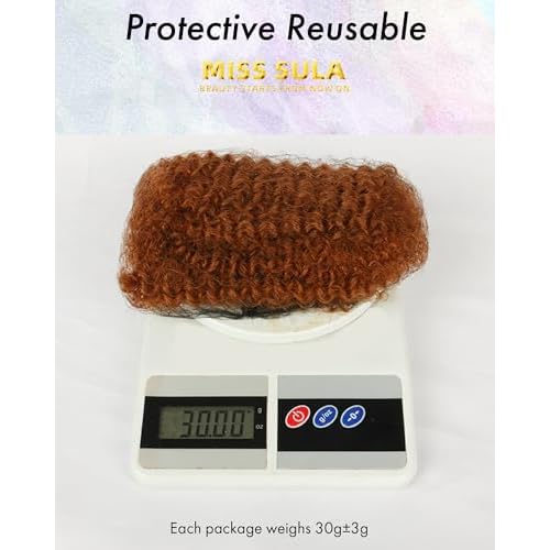 Afro Kinkys Bulk Human Hair Extensions,Kinky-Curly Real Human Hair for Dreadlocks/Locs Repair, Twist & Braid, Crochet Human Braiding Hair Bundles, Natural Brown, 10 Inches 4 Packs,30#