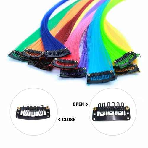 30 Pcs 32mm 6-Teeth U-Shape Wig Clips for Clip-in Hair Extensions, with DIY Needle and Thread Kit ? Snap Hair Clips for Hair Extensions Clip-ins (Black)