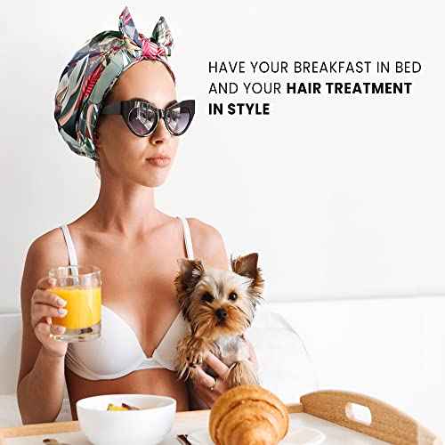 Reusable Shower Cap for Women Reusable Waterproof ? Leakproof, Nonslip Hair Cap for Shower Flexiband ? Soft, Breathable, Durable Christmas Shower Caps by SMPL OBJECTS