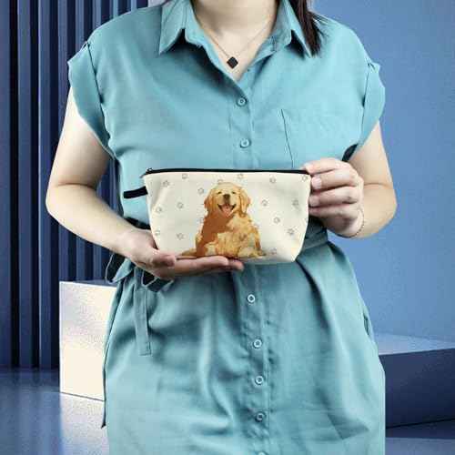 Golden Retriever Makeup Bag Cute Small Organizer Zipper Pouch Golden Retriever Cosmetic Bag Birthday Present for Women Friends -4