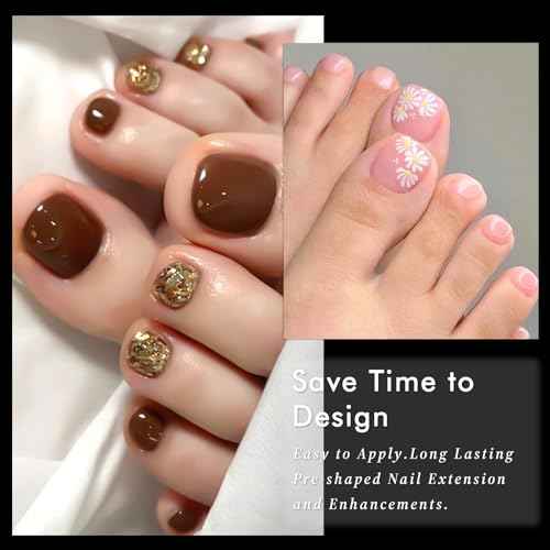 AddFavor Toe Nail Tips, 600pcs Soft Gel Toenail Tips Short Square Fake Toe Nails, Clear False Toe Tips 12 Sizes Acrylic Nail Tips for Toe Nails Extension