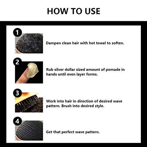 Goiple Natural Wave Pomade for Men Strong Hold, Easy Wash 360 Wave Training Hair Cream, Waves Grease for Men Promotes Layered Waves, Moisture, Control and Silky Shine 4oz